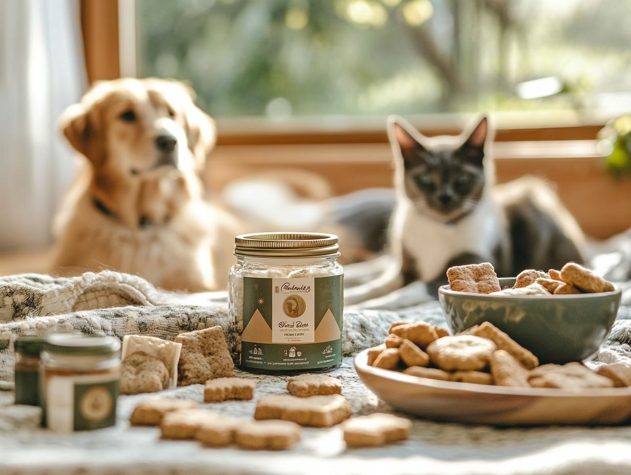 Happy dogs enjoying calming treats