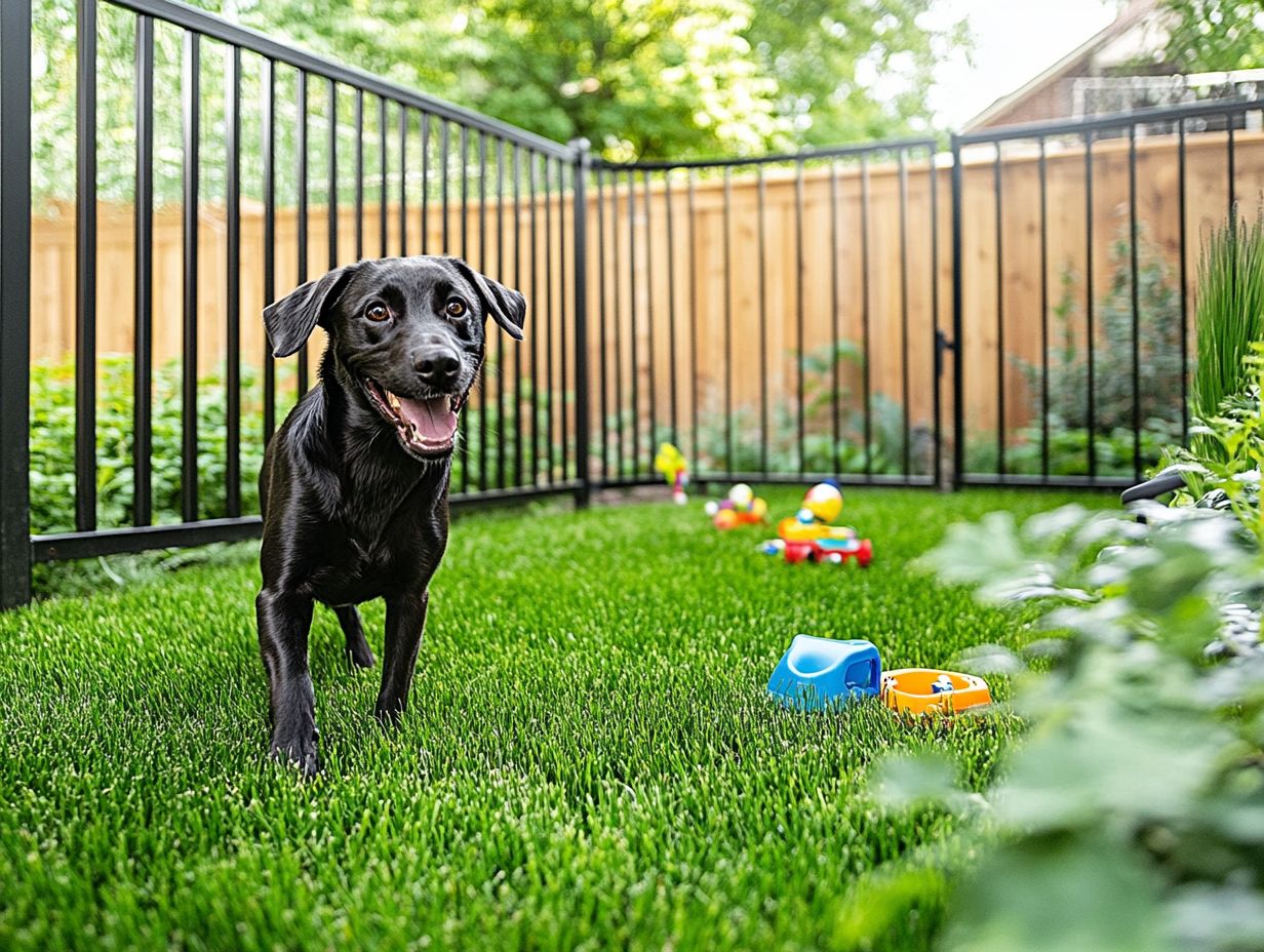 A happy dog playing safely in a pet-friendly yard.