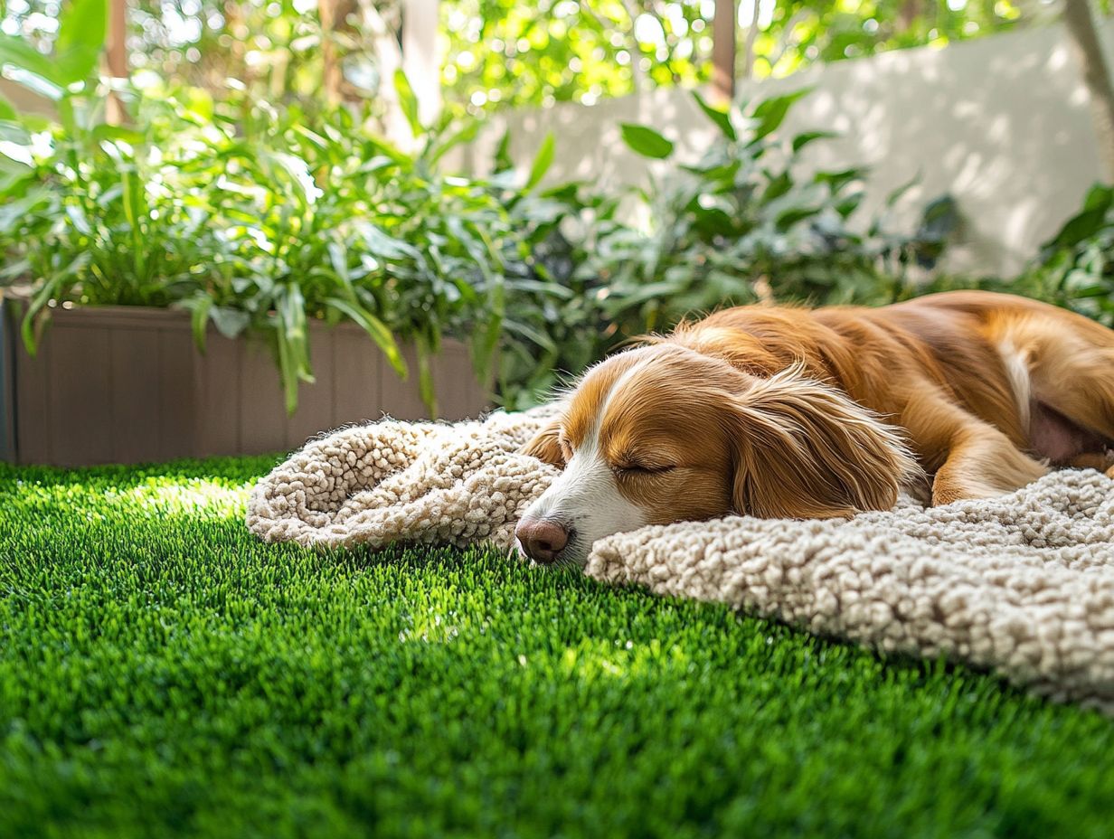 A dog calmly enjoying an outdoor space despite distractions.