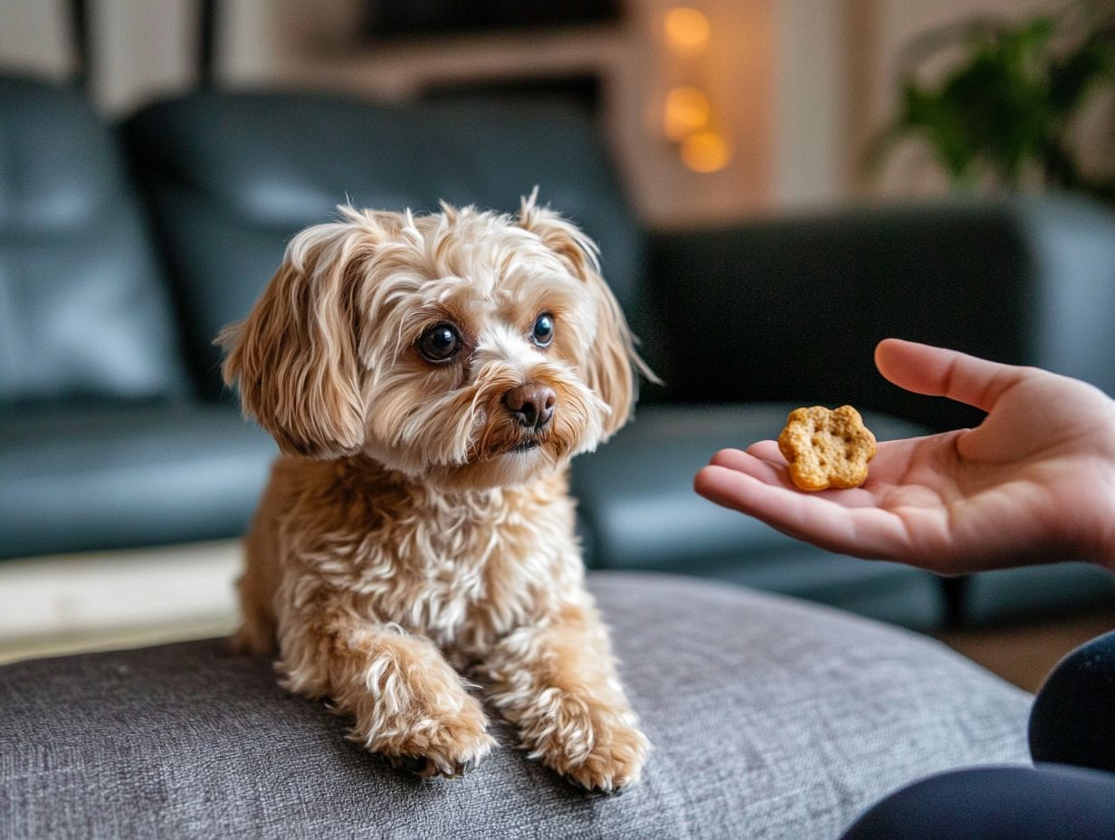 A visual explanation of positive reinforcement techniques for anxious pets.