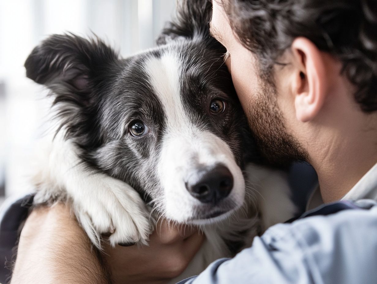 A calm dog being examined at the vet.