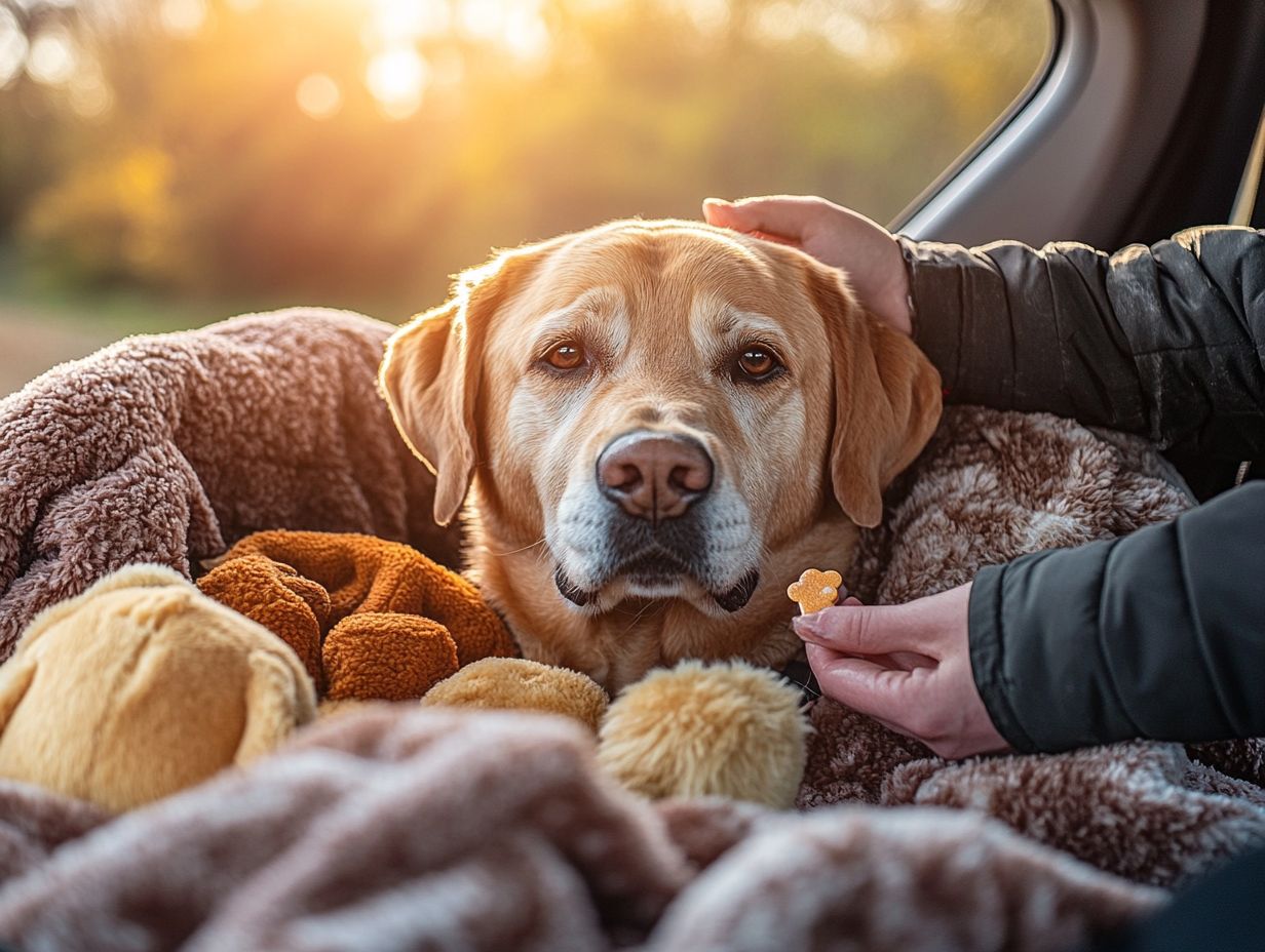 An infographic explaining car anxiety in pets, showing symptoms and causes.