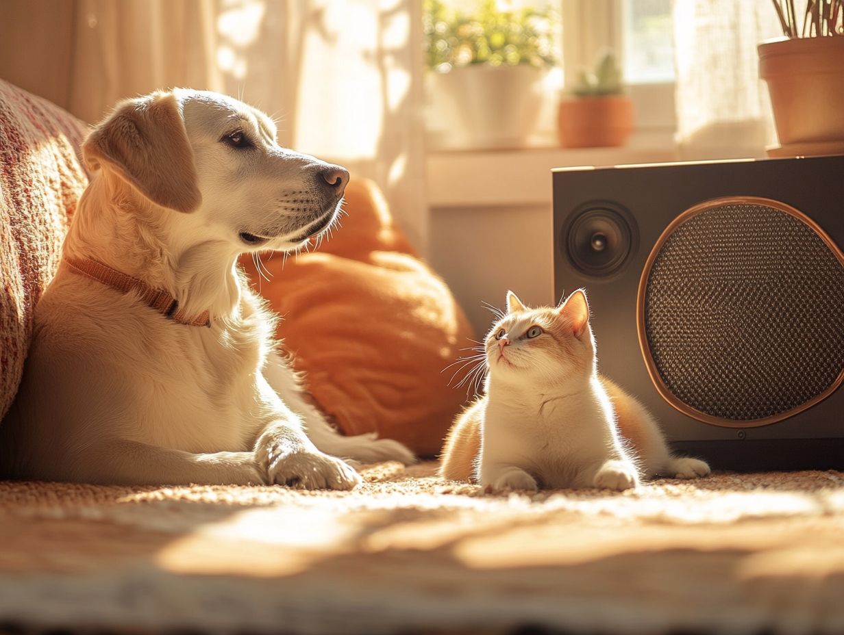 A calm dog enjoying music therapy