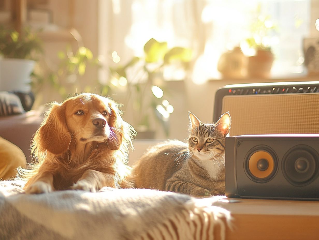 Visual representation of key takeaways about calming music for pets.