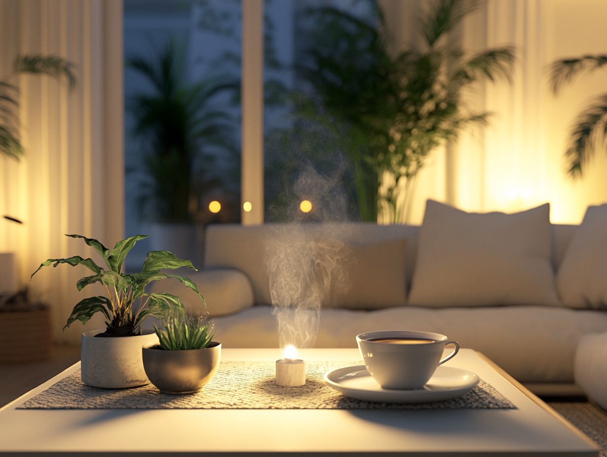 A cozy home atmosphere with aromatherapy and soft lighting