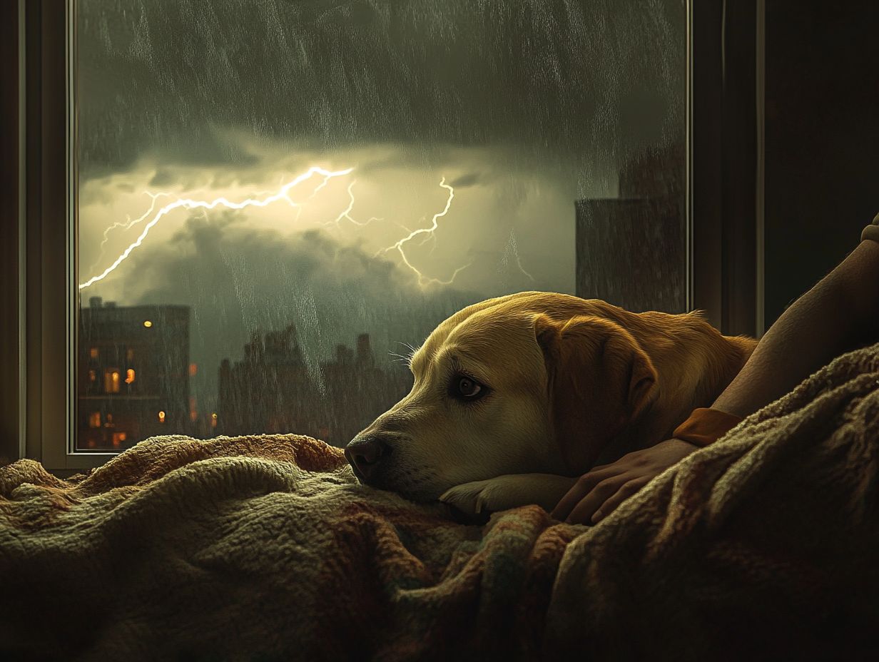 Image illustrating key takeaways for pet owners during thunderstorms.