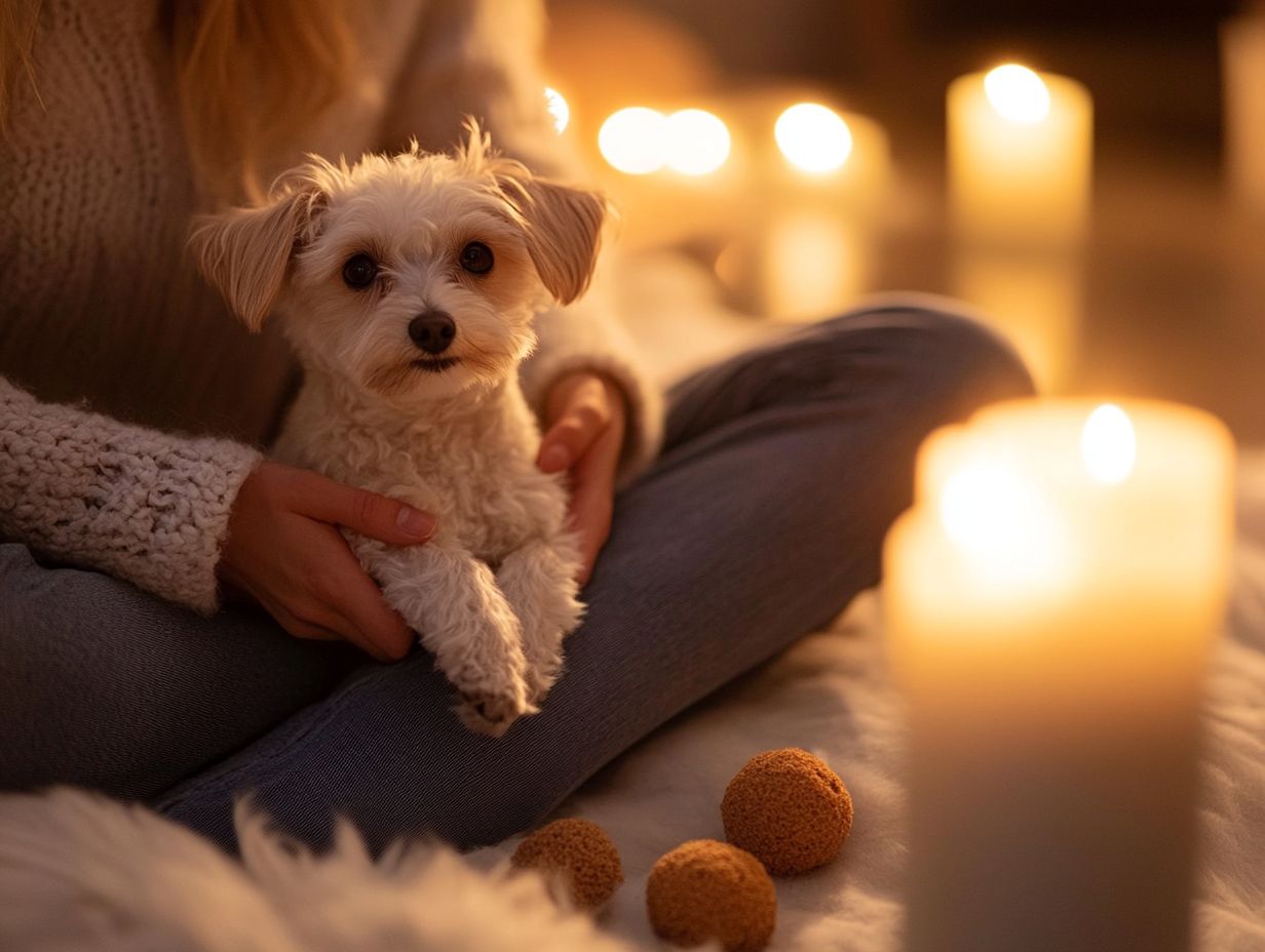 A supportive environment for an anxious dog after training.