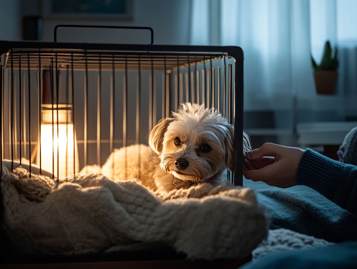 Illustration of tips and techniques for crate training anxious pets