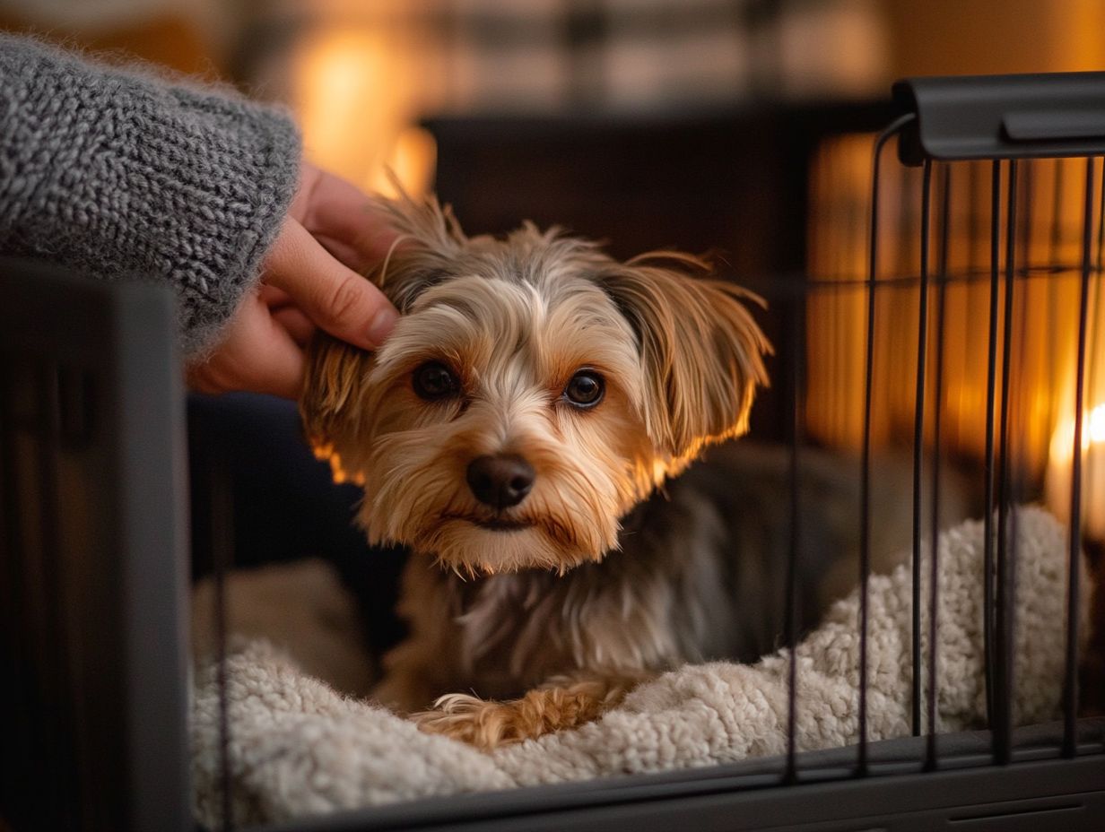 A happy dog exploring its crate