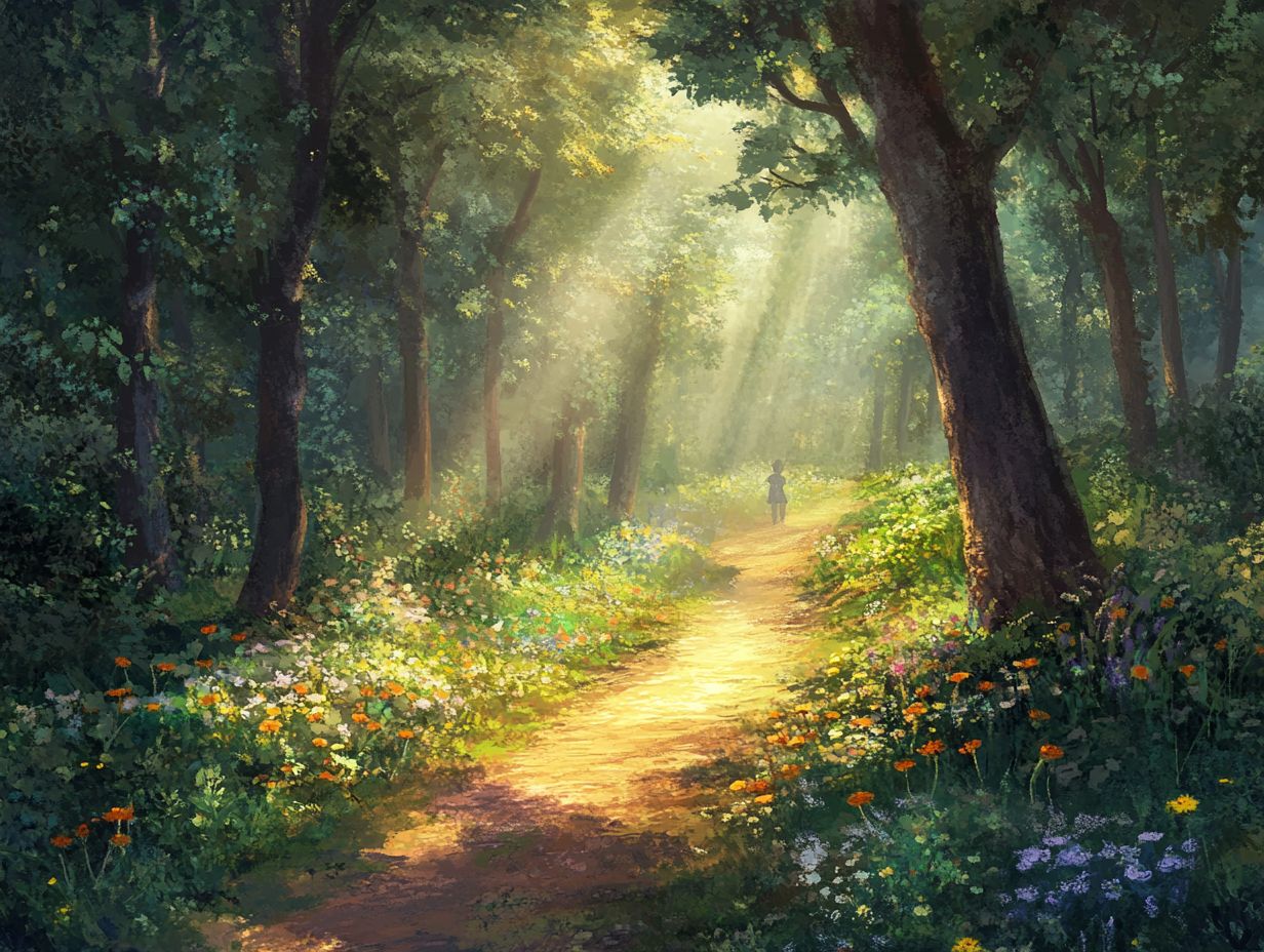 Image depicting the calming effects of nature walks on anxiety.