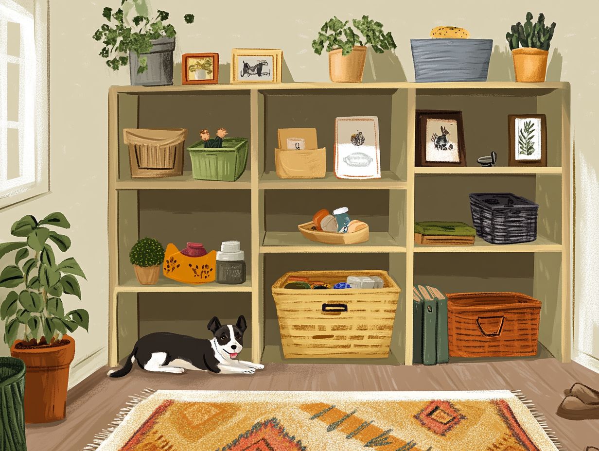 A visual guide to key takeaways for pet safety using shelving