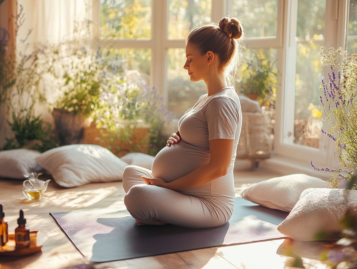 A collection of herbal supplements and essential oils for anxiety relief during pregnancy