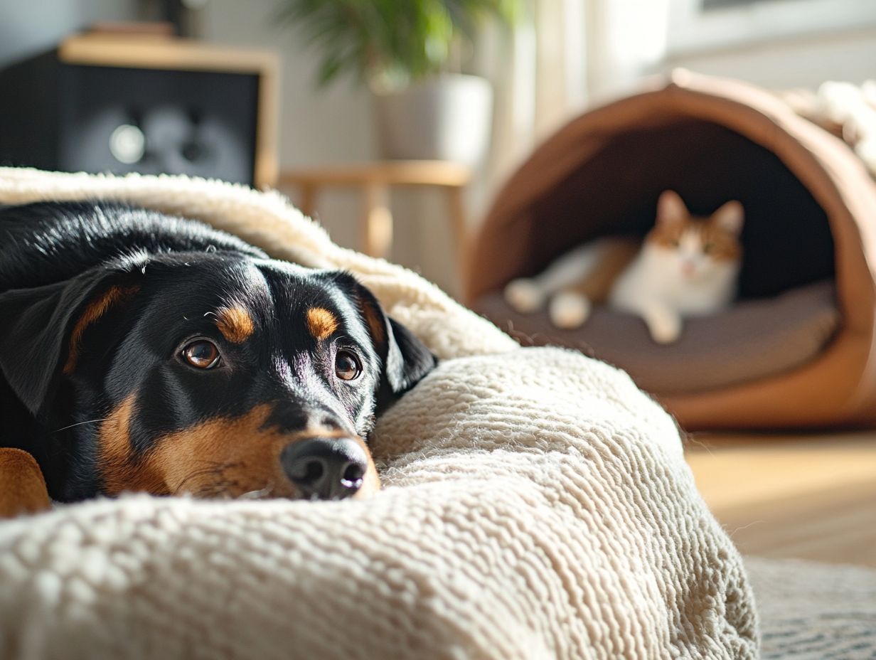 A pet looking anxious due to loud noises