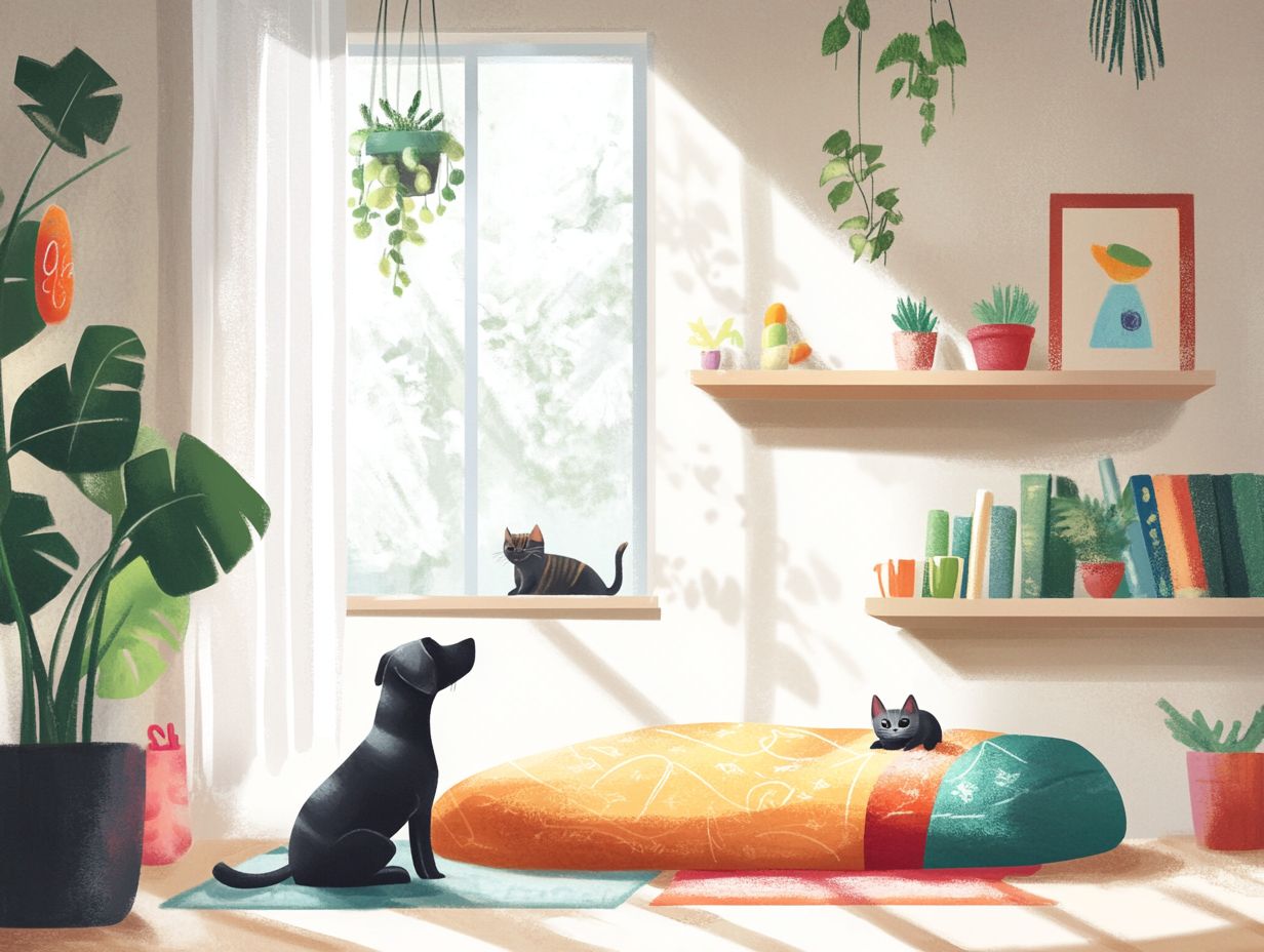 Visual guide to key takeaways for helping pets adjust to new environments.