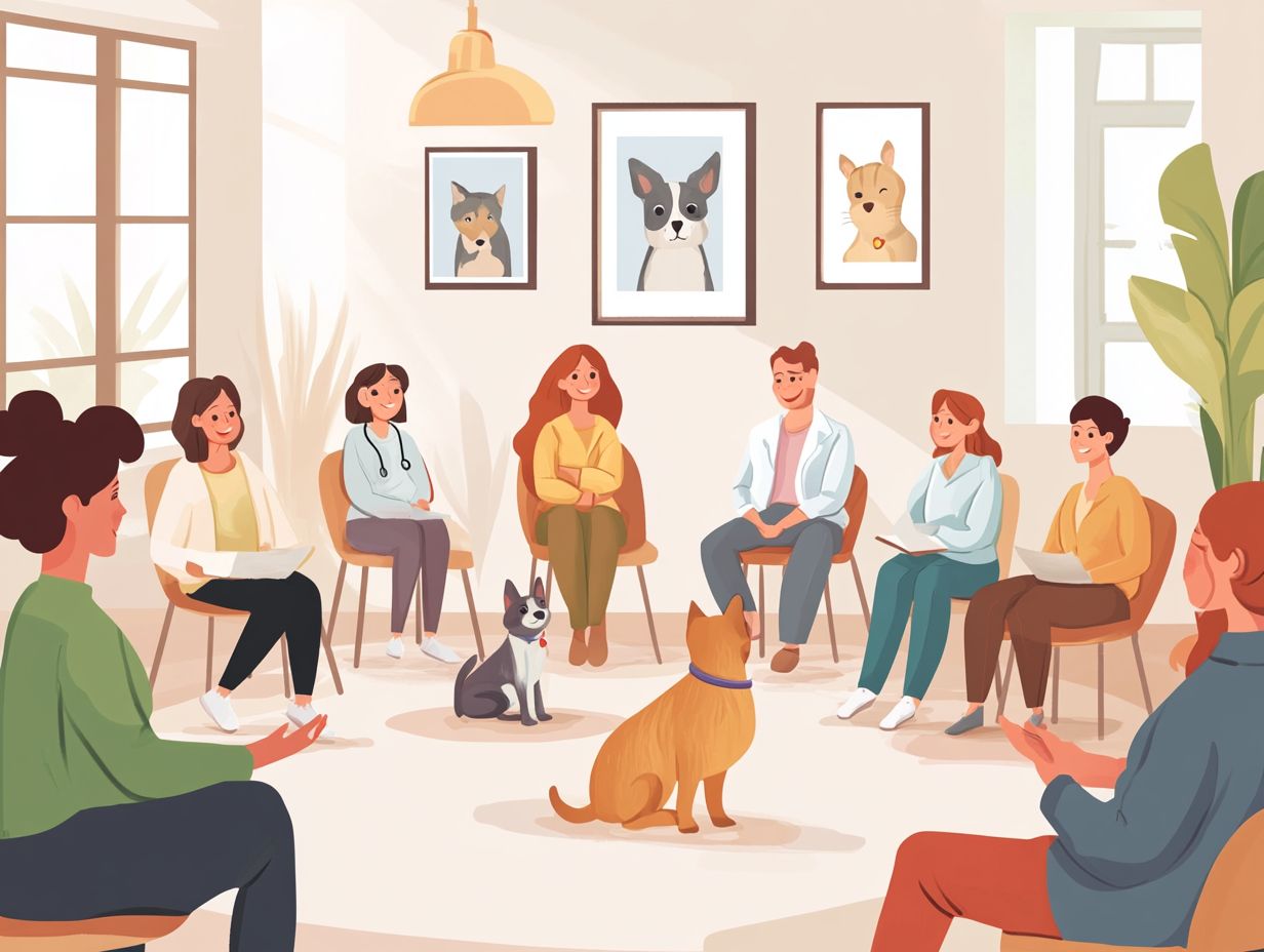 A group of dog owners attending a veterinary consultation