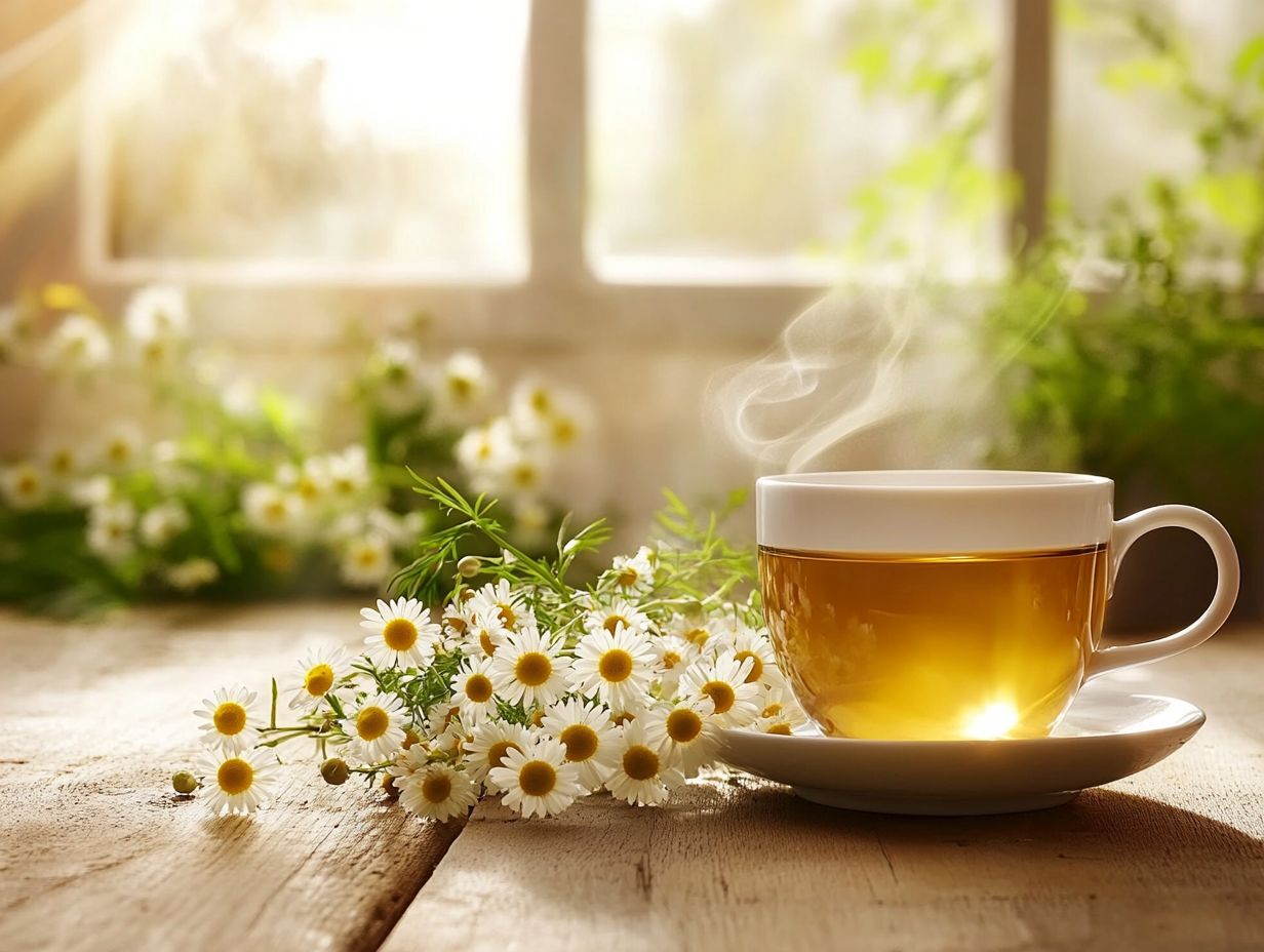 A calming cup of chamomile tea that helps reduce anxiety