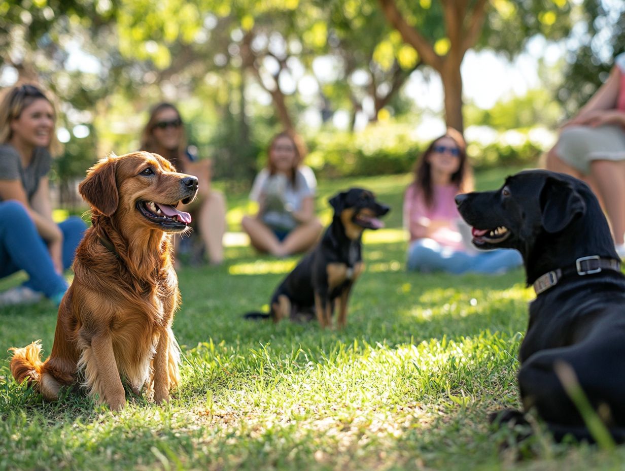 A dog participating in group training to build confidence and socialization skills