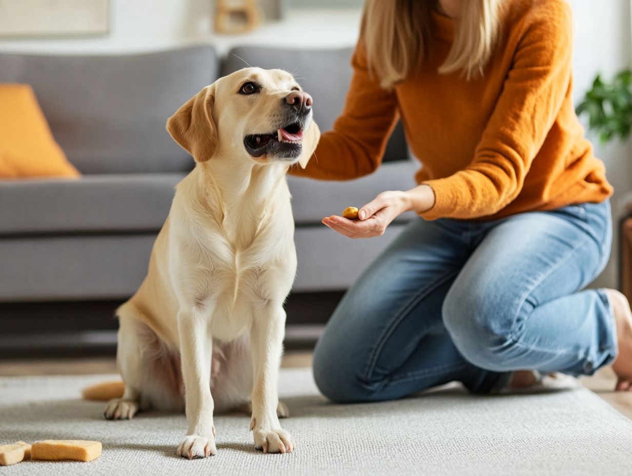 A dog receiving professional training for anxiety