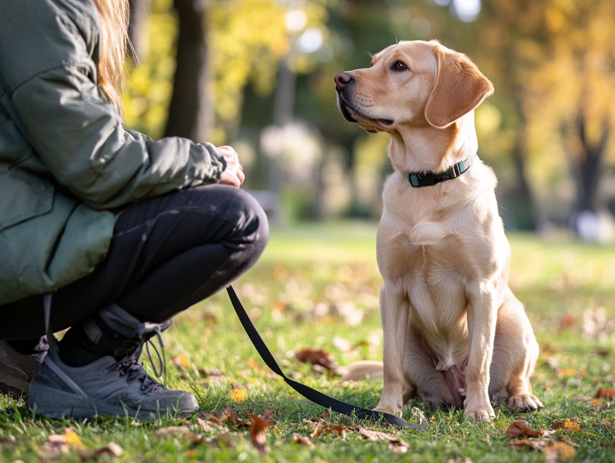 A variety of dog training supplies including leash and harness.