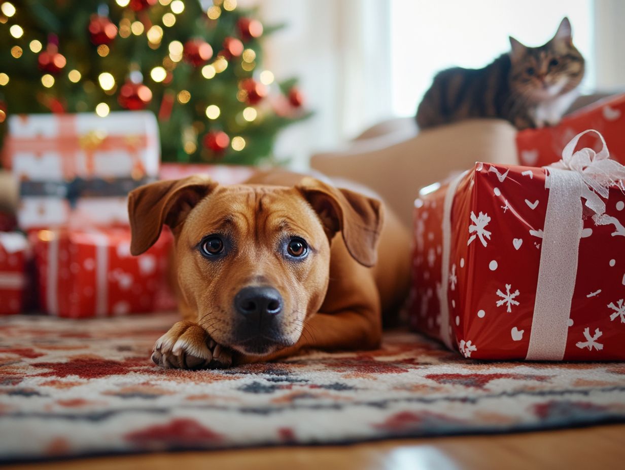 A diagram showing common pet anxiety triggers during the holidays