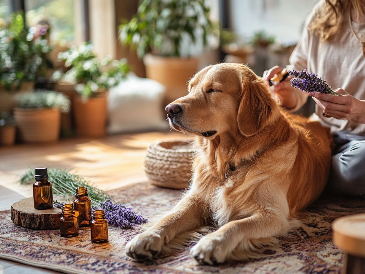 Anxious pet being calmed through scent training methods.