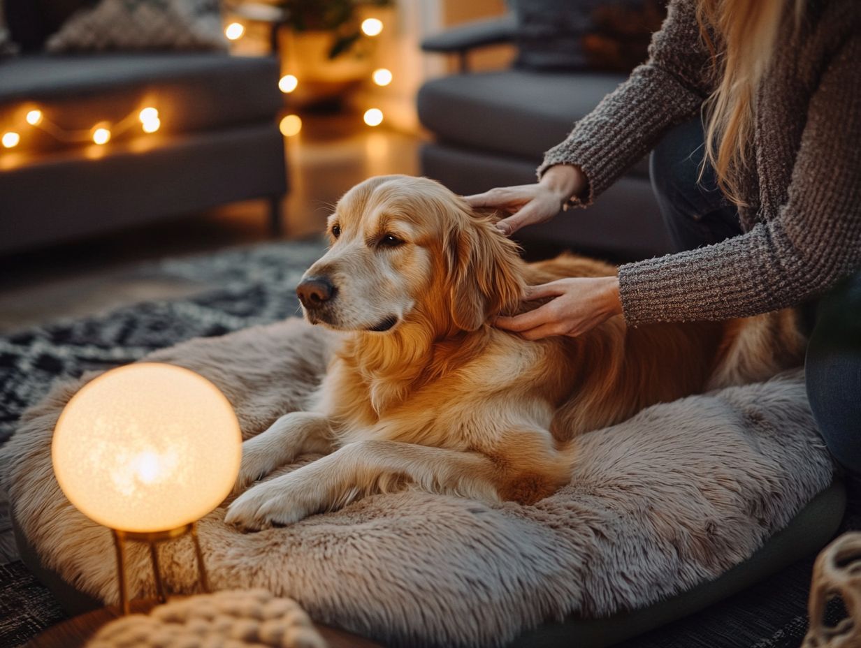 A dog relaxing in a calming environment.