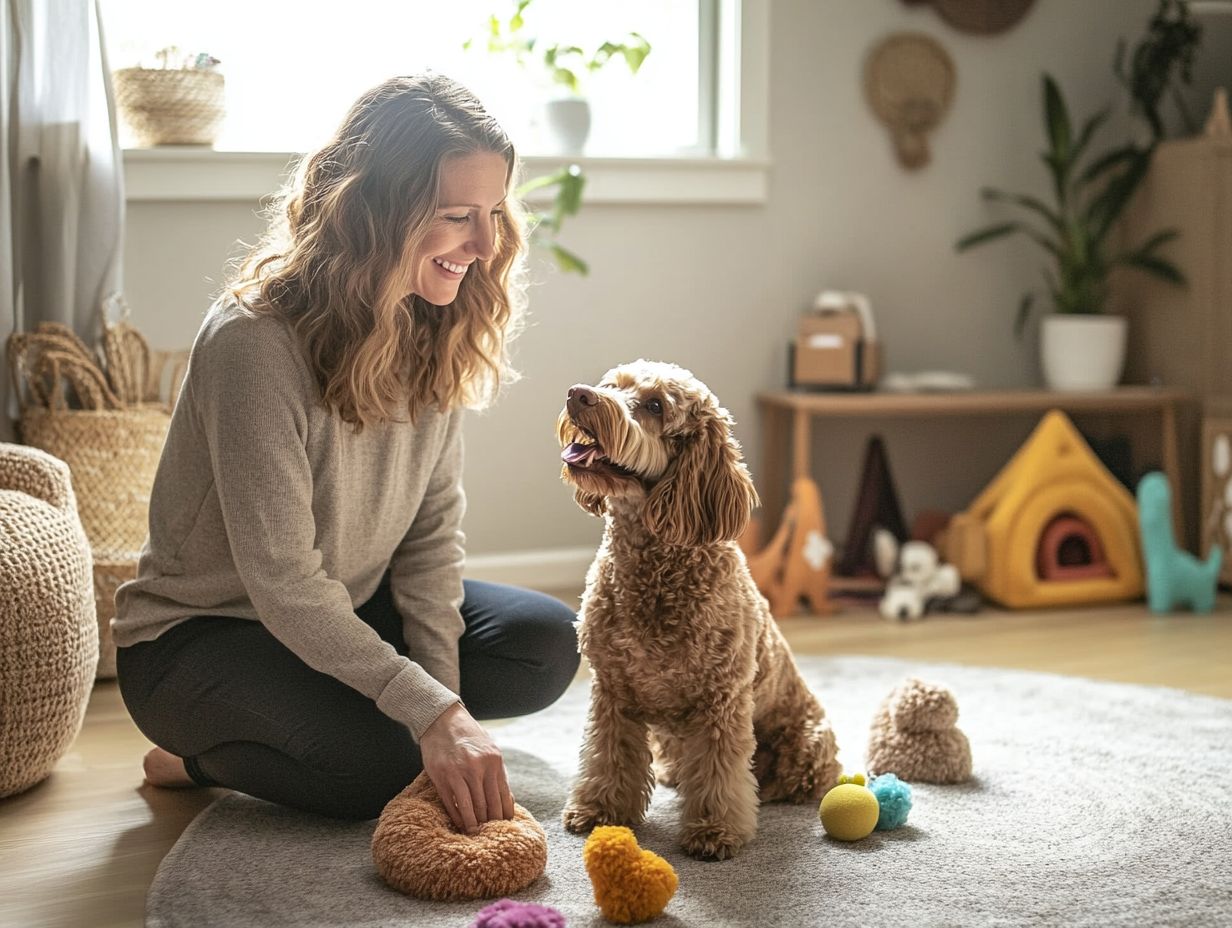 A therapist helping a dog with cognitive behavioral therapy techniques