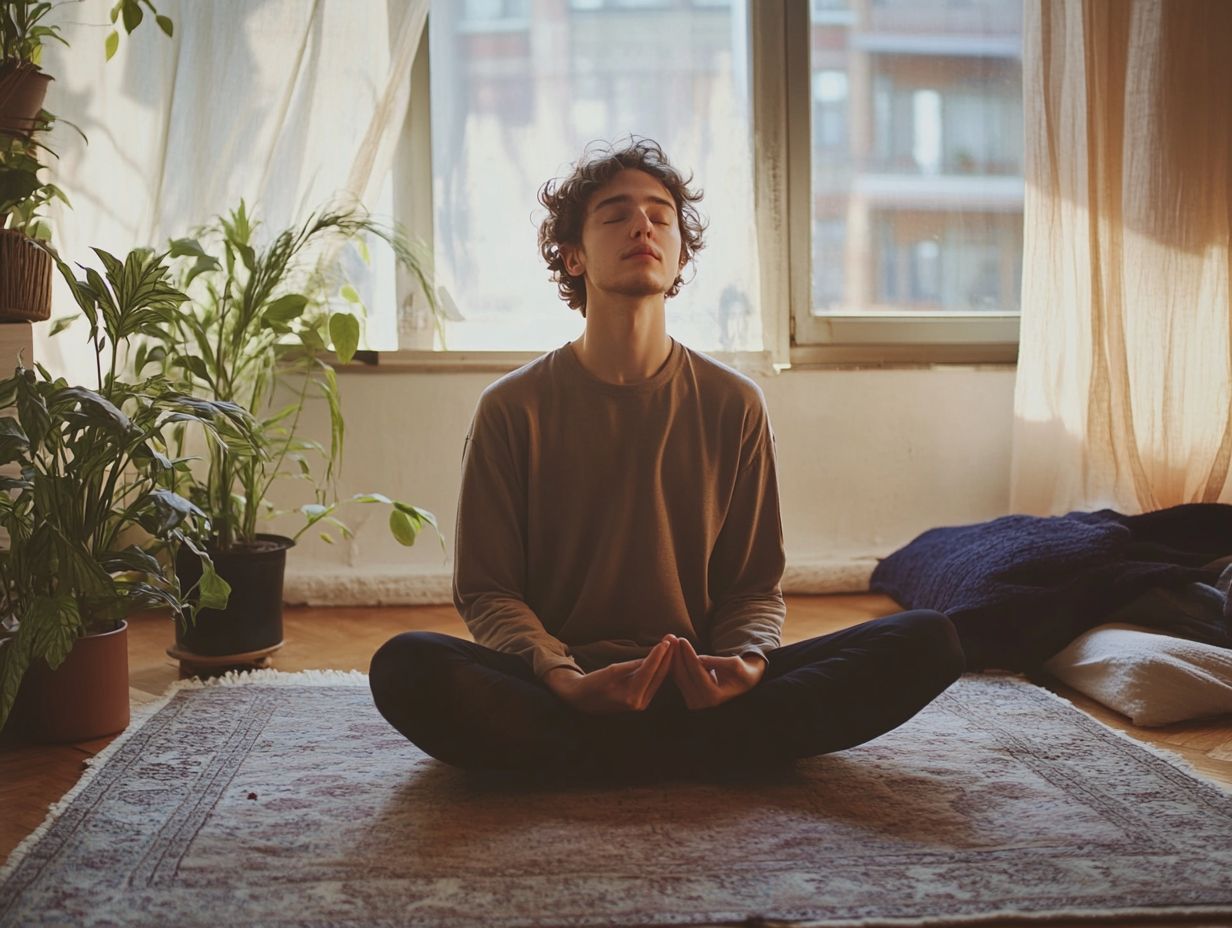 A person practicing breathing exercises to manage anxiety