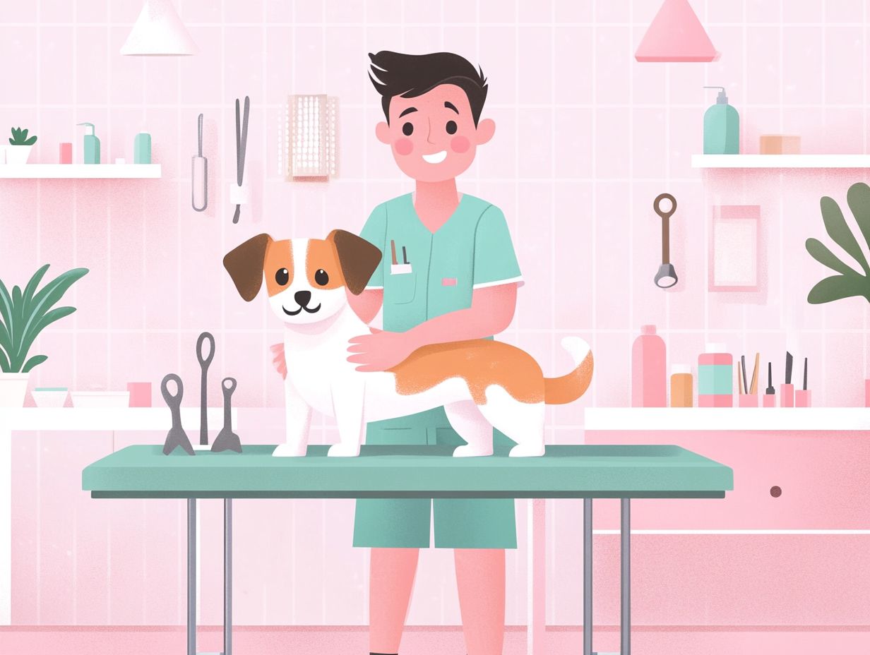 A happy pet being groomed to illustrate overcoming grooming anxiety